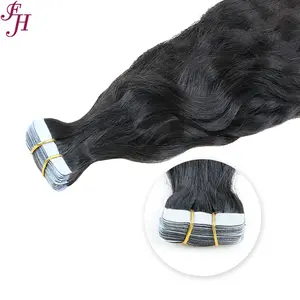 FH Invisible Tape In Hair Extensions Water Wave Raw Indian Curly Hair Tape In Extensions 100% Human Hair