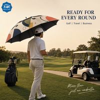 Grand parapluie de golf coupe-vent avec imprimé artistique géométrique abstrait, protection solaire et pluie pour le golf, les voyages et les événements professionnels