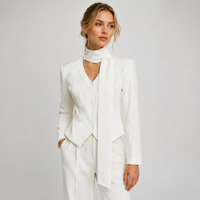 Blazer de mode automne en gros, veste de costume formelle à manches longues et col en V, bouton dissimulé, coupe ajustée, élégant et décontracté pour femme de bureau