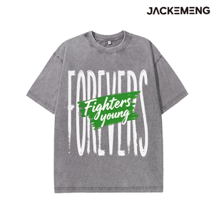 Camiseta Oversize de Algodón Vashed con Estampado Minimalista de Frases de Young de Forever Fighters, Estilo Retro Urbano Casual, Venta al por Mayor desde Almacén de EE. UU. - Product Image 2