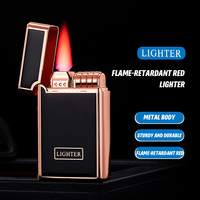 Briquet coupe-vent flamme rouge, cadeaux d'affaires tendance, logo personnalisé, briquet à gaz rechargeable au butane