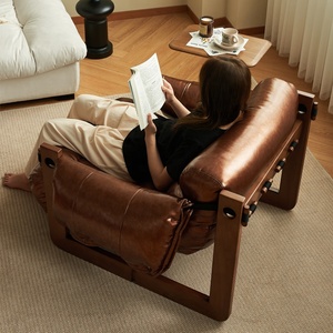 Canapés de luxe rétro bois cuir nordique <span class=keywords><strong>fauteuil</strong></span> chaise canapé mi-siècle moderne sectionnel maison ensemble salon meubles canapés - Product Image 4