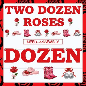 Ensemble de bannière et guirlande de 24 roses, décoration florale Western Cowgirl pour <span class=keywords><strong>2e</strong></span> <span class=keywords><strong>anniversaire</strong></span> avec chapeau de cowboy, bottes, roses et boule disco - Product Image 3