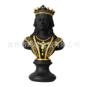 เชิงเทียนรูปปั้นหมากรุกสีดำทอง ทำจากเรซิ่น ของตกแต่งบ้าน สำหรับห้องพัก ทางเข้าบ้าน สไตล์วิทยาลัย - Product Image 5