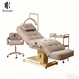 Nuevo estilo, muebles de salón de oro modernos de lujo, cama de masaje de belleza Facial eléctrica de 4 motores, silla de mesa cosmética, cama de pestañas de Spa Facial - Product Image 6