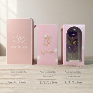Regalos para <span class=keywords><strong>el</strong></span> Día de la Madre y Cumpleaños, Flor Eterna en Cúpula de Cristal, Ramo de Rosas con Lámina Dorada, Lámpara LED Decorativa - Product Image 4