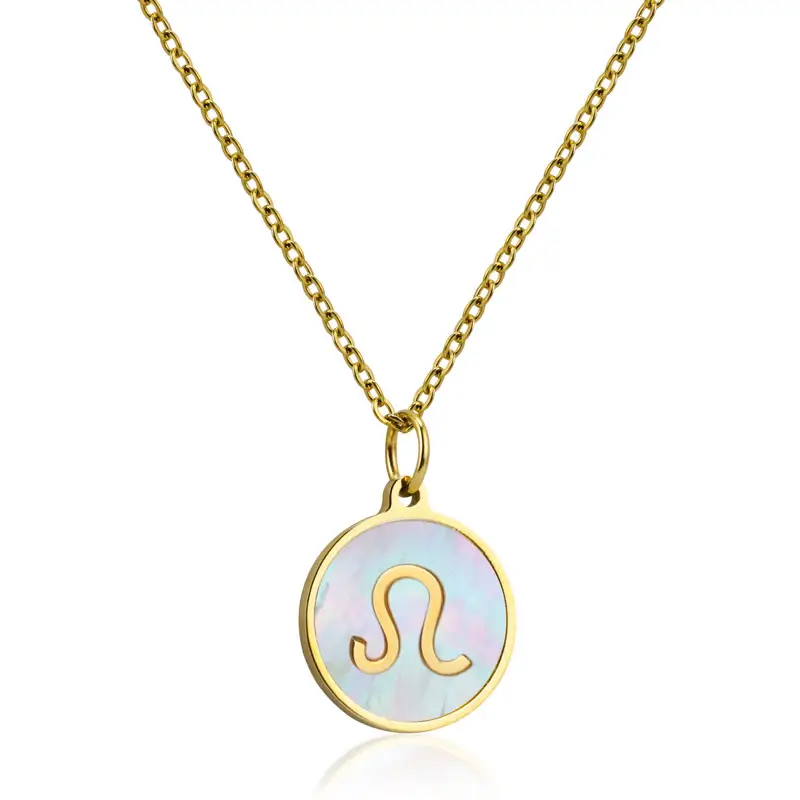 Pingentes dos sinais do zodíaco 12 da moda, joias de fundo para eventos ouro com correntes de concha de mármore corrente de ligação colares da moda