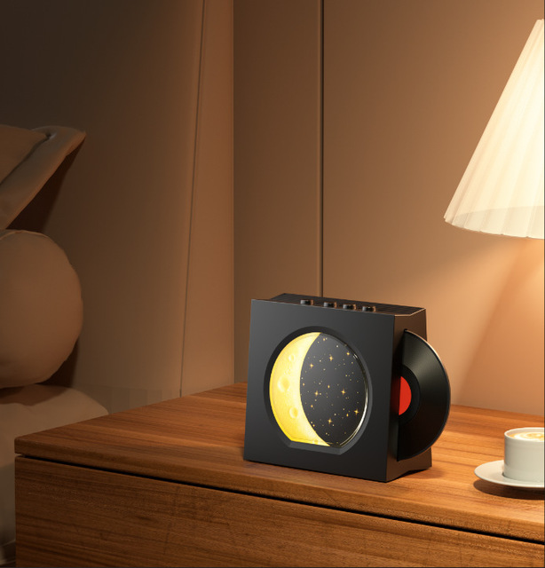 Creative ZY02 Retro CD Design BT Speaker Desktop Moon Lamp Clock Half Moon Starry Sky Atmosphere Night Light