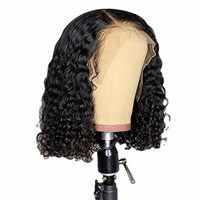 Perruque synthétique Lace Front Bob Deep Wave de 14 pouces, densité 150%, sans colle, pour femmes, en stock aux États-Unis