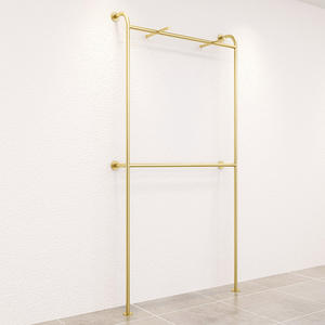 מסחרי 2 שכבה בגדים מתלה זהב צינור בגדים מתלה נירוסטה בד <span class=keywords><strong>Stand</strong></span> מדף תצוגת קיר רכוב - Product Image 4