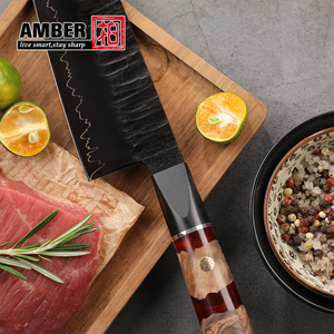 سكين شيف ياباني احترافي 8 بوصات من الكربون الفائق مع مقبض من الخشب الراتنجي للطهي الياباني (جييوتو) - Product Image 4