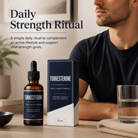 Mélange bien-être liquide de Turkesterone avec Ashwagandha, Rhodiola, Ginseng Panax, Vitamine B6, Zinc et Pipérine – Marque privée