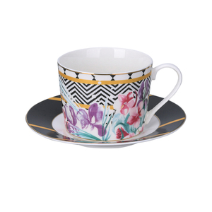 220ml tarde tazas etiqueta floral elegante Café turco tazas de té y platillo conjunto de taza de porcelana - Product Image 5