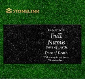 Stonelink American Style Granite Gravestone Custom Design Grey Natural Granite Flat Headstone Tombstone