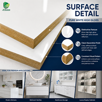 Panneau MDF mélaminé Jinbase 18 mm, blanc pur, haute brillance, E0, 1220x2440 mm, panneau de fibres à densité moyenne mélaminé pour meubles