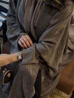 Vente en gros : Abaya Kimono ouverte en mousseline à manches chauve-souris, imprimée, boutonnée, style cardigan, longue et ample, pour femmes musulmanes