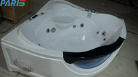 Baignoire de massage intérieure moderne en acrylique sur mesure OEM/ODM de 1,5 m, durable, avec système de remous, drain, design d'angle, style européen