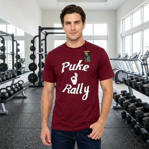 เสื้อยืดแขนสั้นผู้ชายสีน้ำตาลแดง Puke Rally ทรงปกติ คอกลม พิมพ์ลายสไตล์ลำลอง - Product Image 5