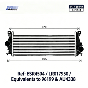 ESR4504 LR017950 <span class=keywords><strong>Intercooler</strong></span> pour Land Rover <span class=keywords><strong>Defender</strong></span> 2.4 2.5 TD, Source ODM Factory pour 96199 AU4338, Remplacement du refroidisseur d'air de charge - Product Image 1