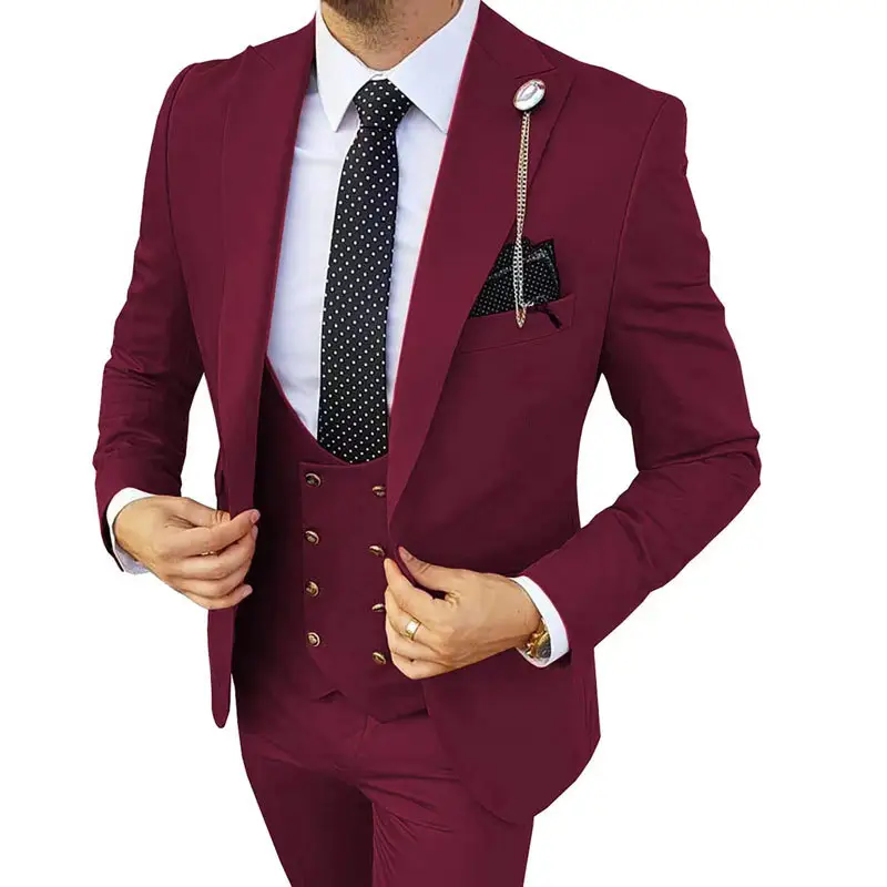 Suit custom Slim Fit Blazer 3 Pcs Two-piece Set Wedding Formal Peaked Lapel Wedding Prom Terno Masculino Men's Suit