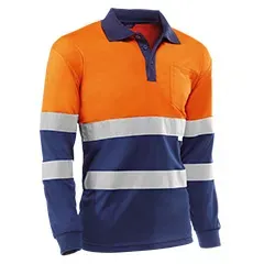 Polo - HV730BCMLAZUL S Eire - Colore: Arancione fluorescente/blu - Bande con motivo a occhio di uccello con tre elementi - Product Image 2