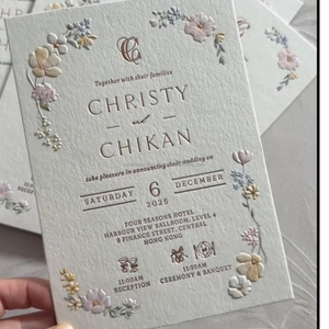 Invitación de Papel de Algodón con Grabado Clásico Personalizado de Vanilla Printing, Logotipo Personalizado, Forma Única, Impresión Tipográfica en China - Product Image 1