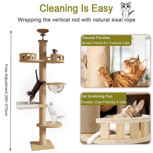 Árbol rascador de madera y sisal para gatos, producto mayorista para mascotas - Product Image 2