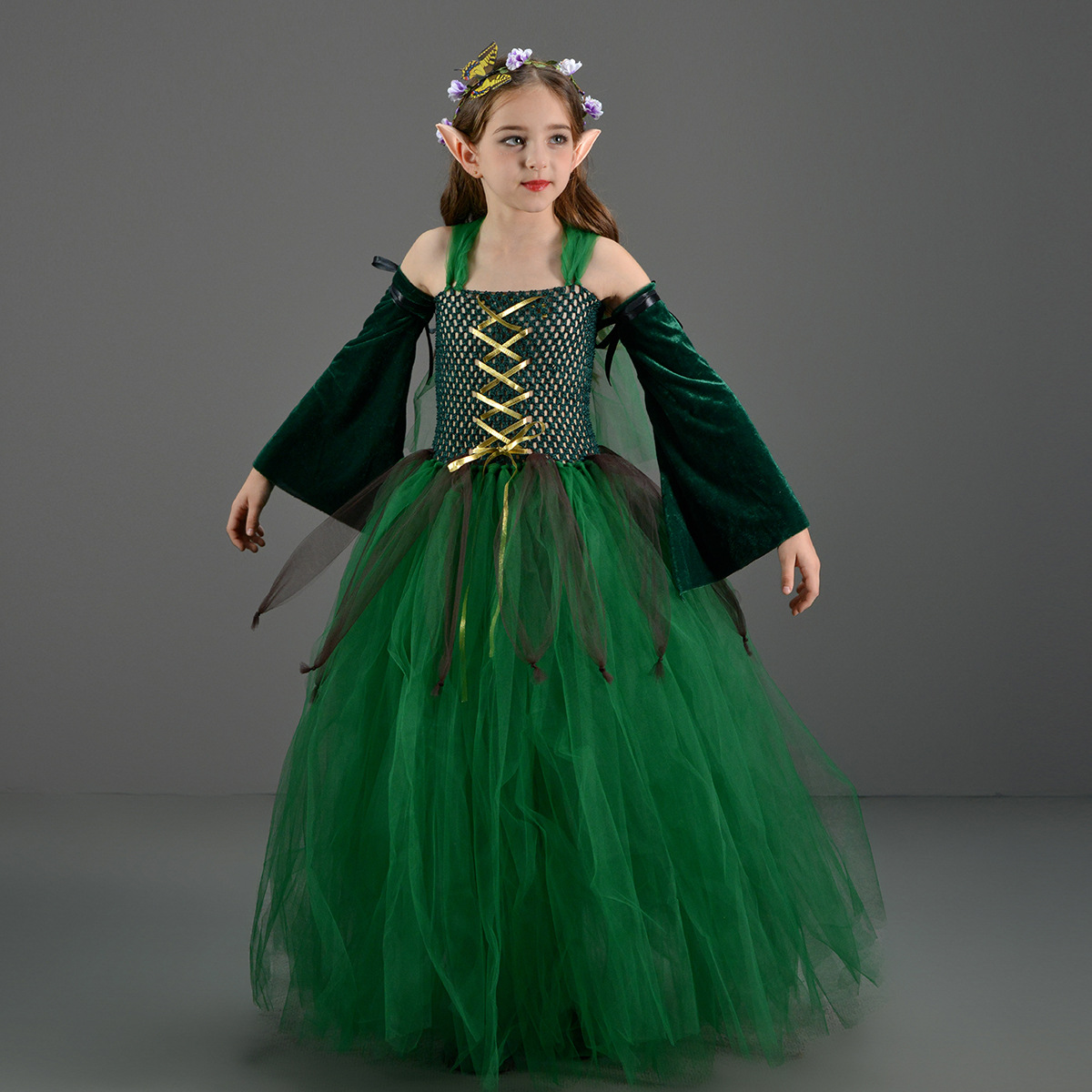 Kids Children Forest Elf Cosplay Princess Green Dress Costume Girls Stage  Performance Ears Clothing Outfits Halloween Party Suit| Alibaba.com