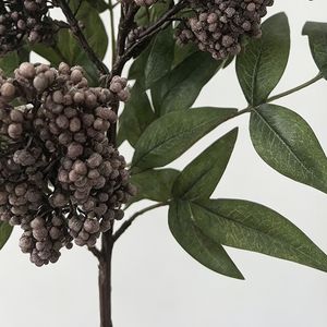 Planta Artificial de Nandina Domestica, Color Morado Café, Tamaño Pequeño, Decoración para el Hogar, Material Plástico - Product Image 4