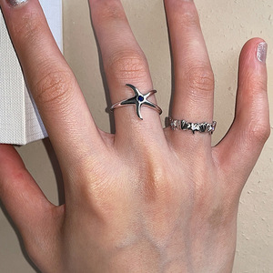 Bague ouverte en métal coquillage et étoile de mer pour femmes, simple, tendance, tempérament, toutes les bagues assorties, vente en gros - Product Image 2