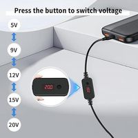 Câble d'alimentation CC élévateur réglable avec affichage numérique Type-C 9V/12V/20V pour routeurs, décodeurs, moniteurs, lampes de bureau