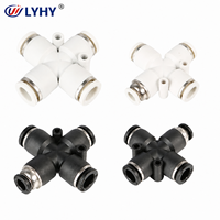 LYHY Factory Wholesale PZ Series Pneumatic Connector 4 Way Cross Push-in Plastic Air Tube Splitter Connectors Tube Fittings