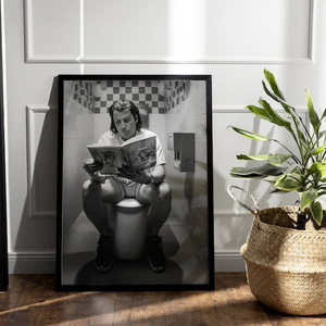 Décor mural encadré noir pour salles de bain, toilettes publiques ; Affiches de films et panneaux amusants pour toilettes pour hommes et femmes - Product Image 4
