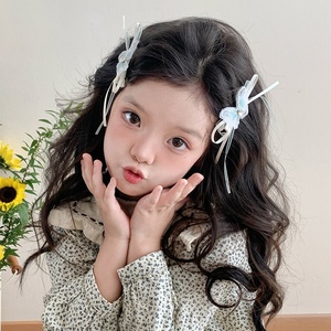 Çocuklar mavi kelebek şerit küçük saç bağları timsah klipler Set güzellik moda stokta tokalar Scrunchies aksesuarları kızlar için - Product Image 5