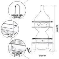 Étagère de rangement pour douche sans perçage, style européen, porte-accessoires de douche suspendu, finition chromée, organisateur de salle de bain avec crochets