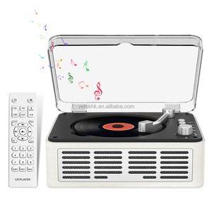 Lecteur CD portable avec haut-parleurs Bluetooth, lecteur CD rétro nostalgique portable pour la maison, lecteur de musique en bois, radio FM et télécommande - Product Image 3