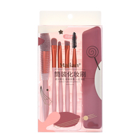 MALIAN Kit de pinceaux de maquillage professionnels mats écologiques rose naturel 5 pièces Outils de beauté pour le fond de teint Ensemble de pinceaux pour le visage en plastique