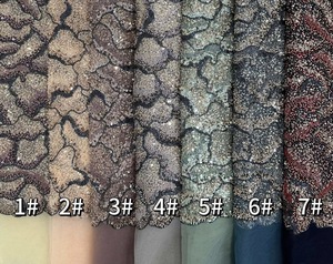 波浪纹理多色重型钻石高密度亮片串珠刺绣薄纱面料100% 涤纶弹力女孩 - Product Image 2