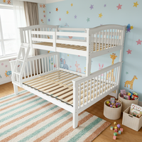 Lit superposé pour enfants en bois massif - Convertible 2 en 1, barrières de sécurité, gain de place, blanc