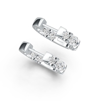 Boucles d'oreilles créoles en argent sterling 925 avec moissanite pour femme, serties de moissanites rondes à griffes partagées, style Huggie