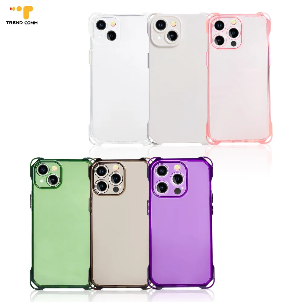 Quatro ganchos Design Shockproof Soft TPU Camera Lens Protective Multicolor Mobile Phone Case para iPhone 15 pro