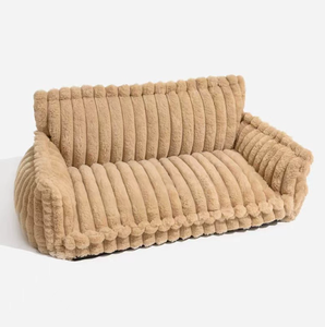Cama para perro pequeña y rectangular de lujo, diseño esponjoso con almohadas para el cuidado del cuello, fácil de lavar, sofá cama para perro pequeño, patrón de rayas - Product Image 6