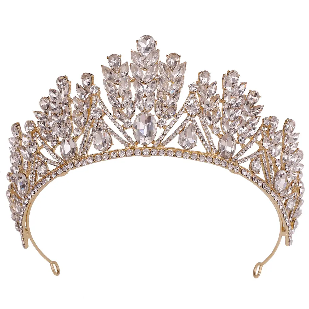 Fanda nuovissima sposa di lusso con strass concorso di spettacolo corona diadema grande modello di cristallo Beauty Champion Crown