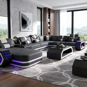 Set di Divani in Stile Tech Gaming, Arredamento per Soggiorno con Effetto Luminoso LED Colorato, Ampio <span class=keywords><strong>Spazio</strong></span>, Divano Intelligente - Product Image 2