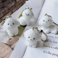 Miniature 3D chien en peluche poupée porte-clés mignon Mini chiot pompon porte-clés dessin animé PVC porte-clés flocage parfait chien flocage Animal clé