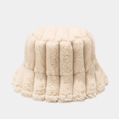 Japanese Design Art Retro Stripe Fall Winter Outdoor Warm Plush Fisherman Plush Faux Fur Furry Bucket <b>Hats</b> - Product Image 6