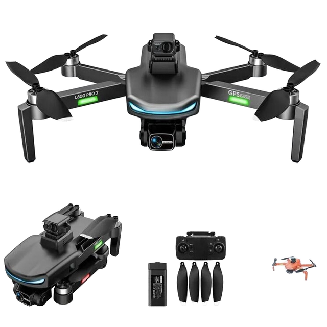 Professional Drone L800 Pro 2 Mini Foldable Plastic Obstacle Avoidance GPS 3KM Quadcopter 4K Camera Beginner-Friendly Brushless