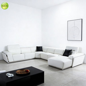 Divano Angolare a U in Pelle all'Ingrosso, <span class=keywords><strong>Moderno</strong></span> con Base in Metallo per <span class=keywords><strong>Soggiorno</strong></span>/Appartamento/Villa/Hotel - Product Image 1
