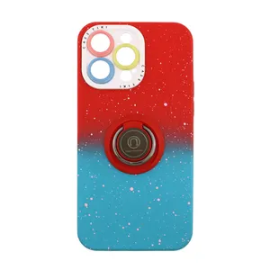 Star Three-In-One Snowflake Double Gradient With Car Ring Cell Phone Case for iPhone Samsung Xiaomi