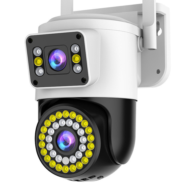 2MP WiFi Security Camera Home Outdoor Dual Lens Color Night Vision Wireless Smart Home Camera 180 Wide Angle Memory Card